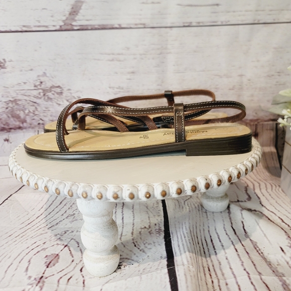 Montego Bay Club Leather Collection Brown Strappy Sandal Size 7 - Picture 9 of 12